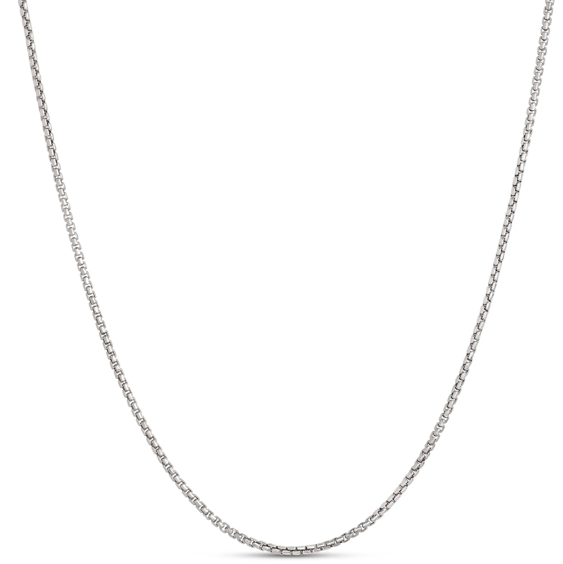 Toscano 24 Inch Box Link Necklace, 14k White Gold