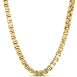 Toscano 24 Inch 3D Box Link Necklace, 14K Yellow Gold