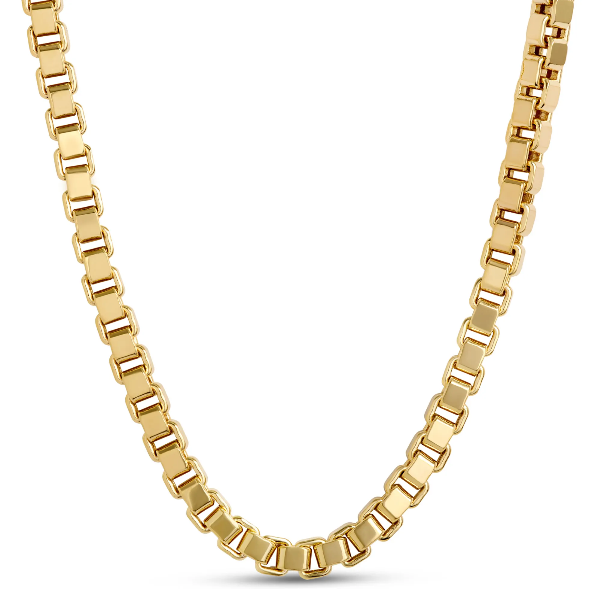 Toscano 24 Inch 3D Box Link Necklace, 14K Yellow Gold