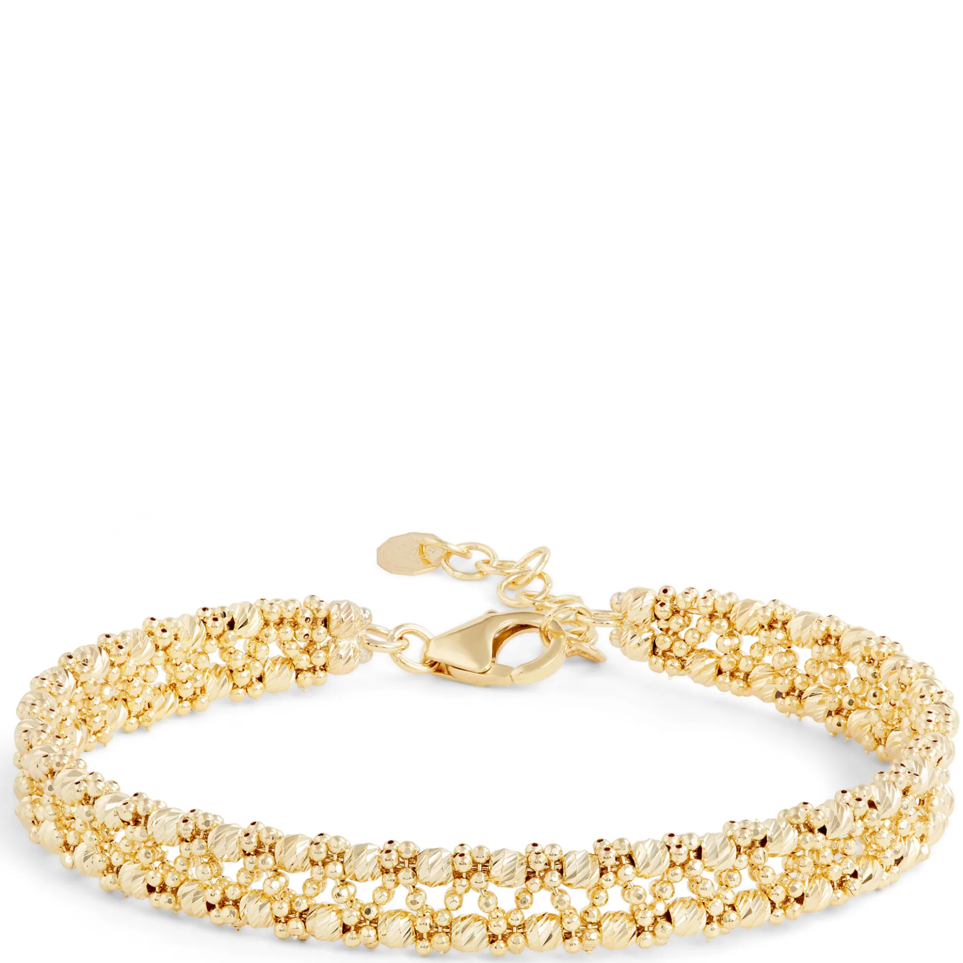 Toscano 7-Inch Double Row Flexy Beaded Bracelet, 14K Yellow Gold