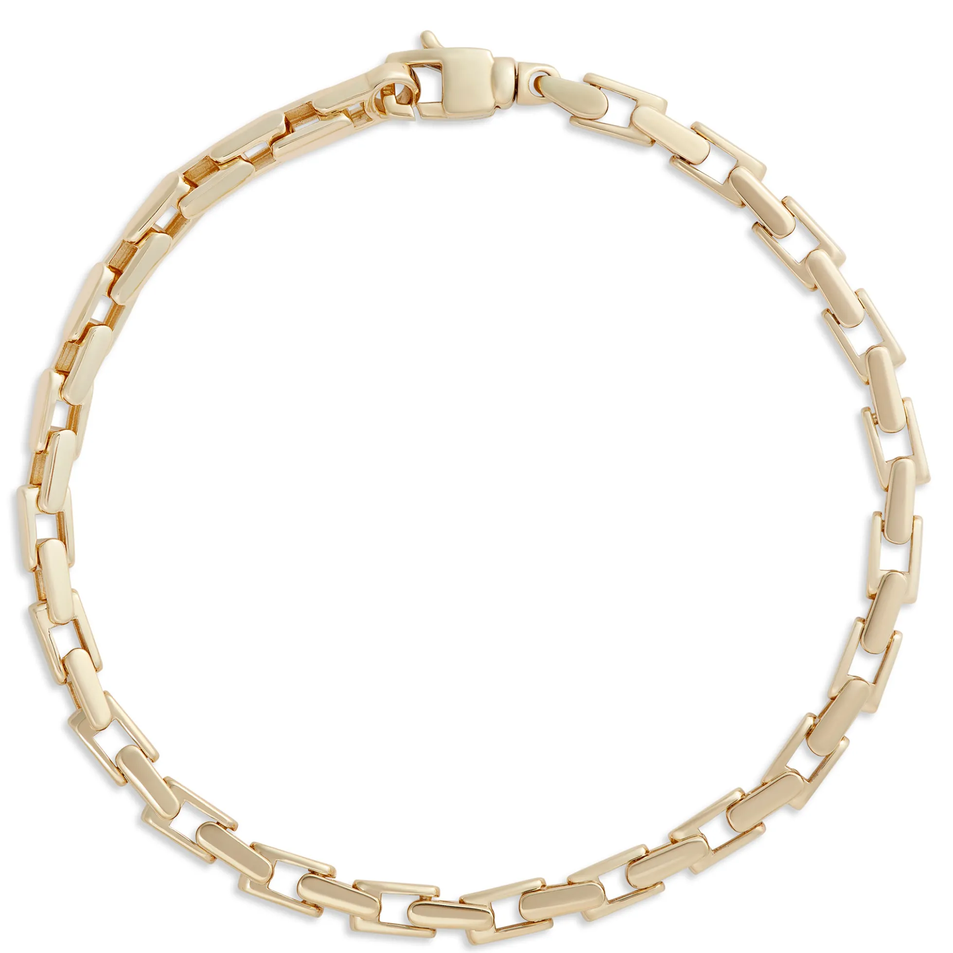 Toscano 8.5-Inch Gents Rectangle Link Bracelet, 14k Yellow Gold