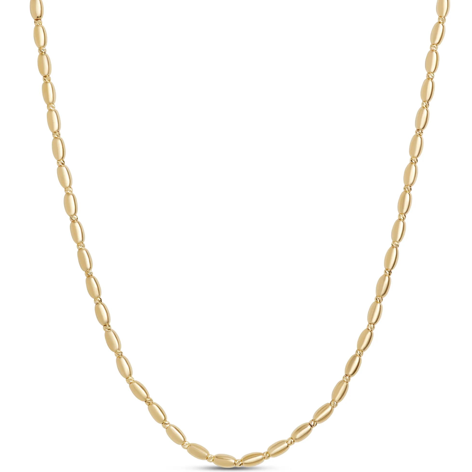 Toscano 18-Inch Oval Bead Necklace, 14K Yellow Gold