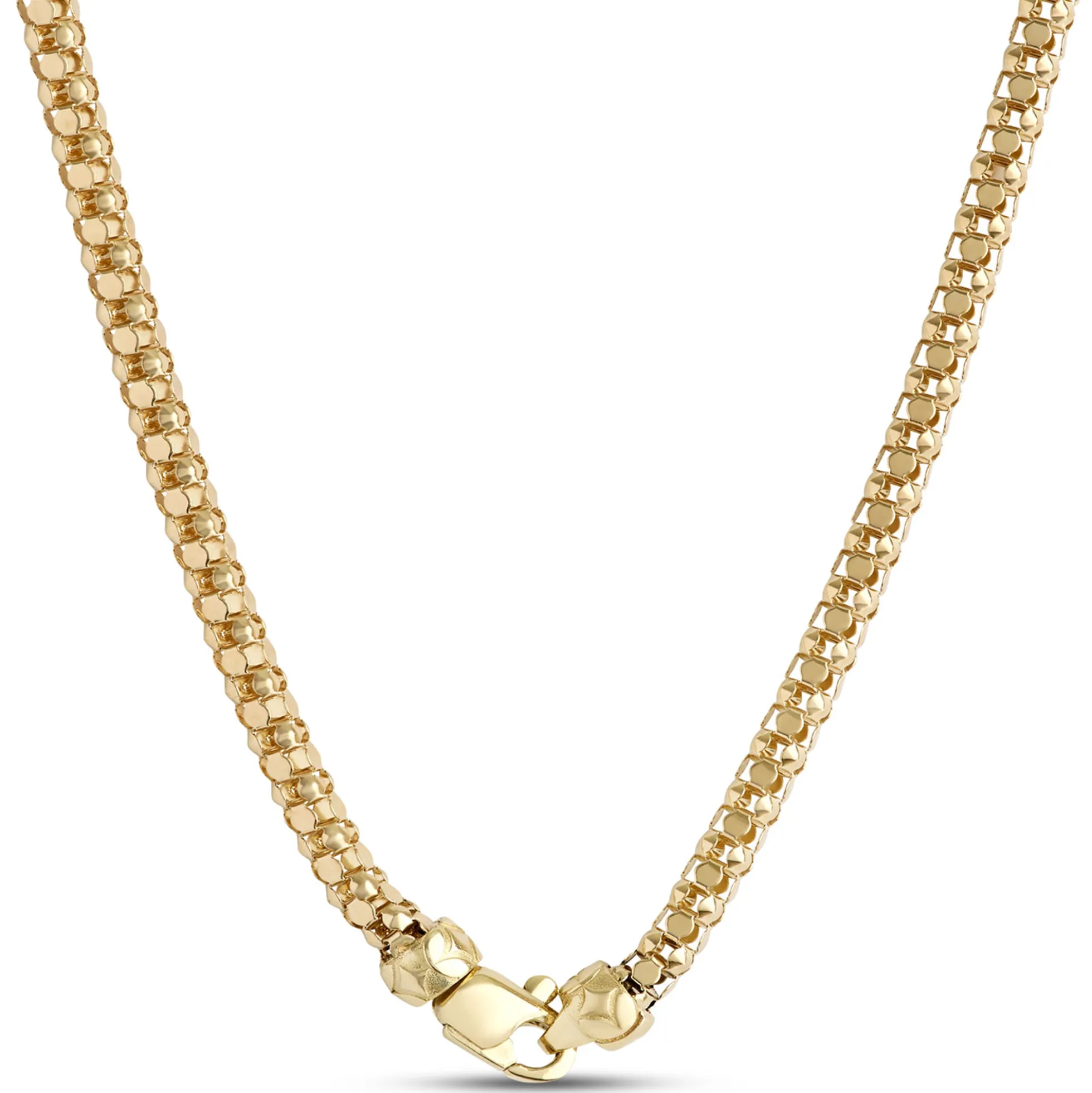 Toscano 18-Inch Popcorn Link Necklace, 14K Yellow Gold