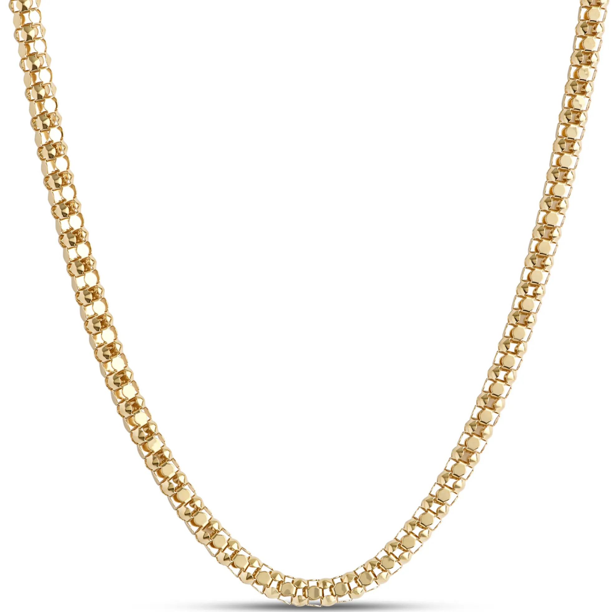 Toscano 18-Inch Popcorn Link Necklace, 14K Yellow Gold