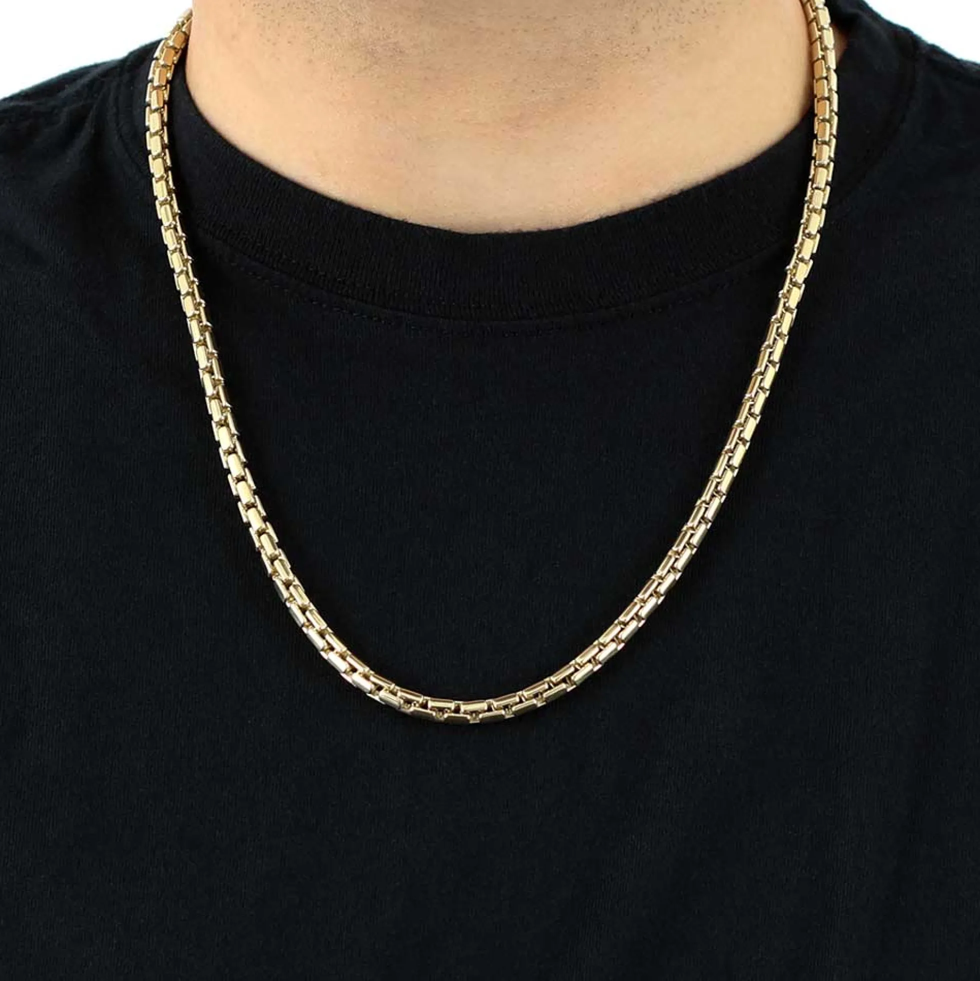 Toscano 24-Inch Round Brick Chain, 14K Yellow Gold