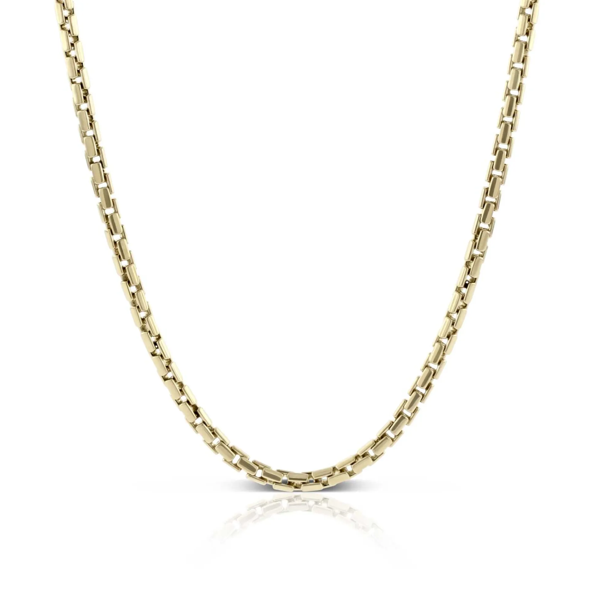 Toscano 24-Inch Round Brick Chain, 14K Yellow Gold