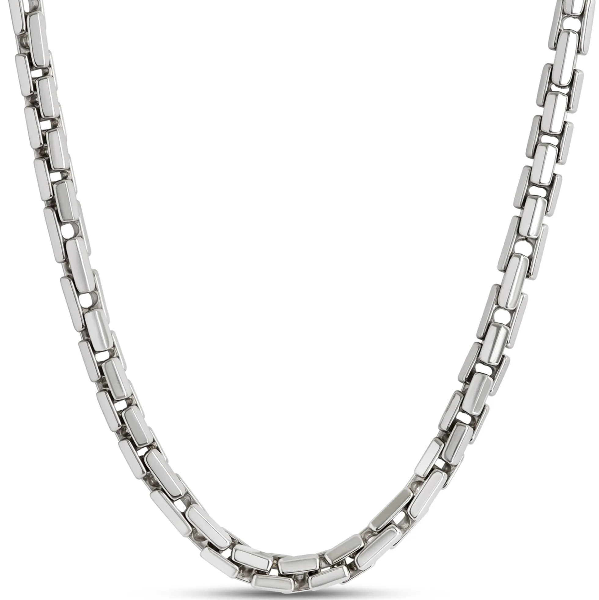 Toscano 24-Inch Round Brick Necklace, 14K White Gold