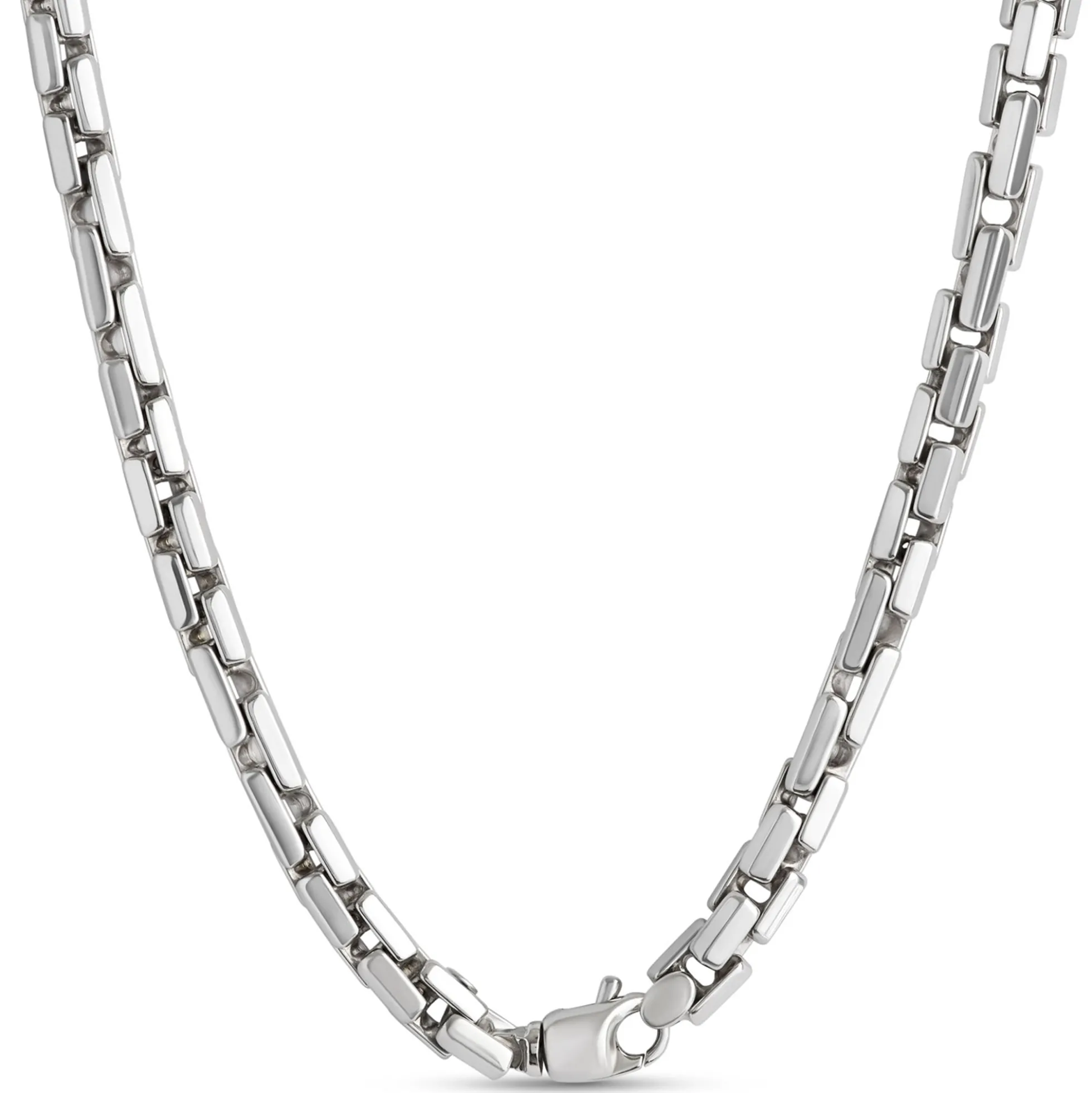 Toscano 24-Inch Round Brick Necklace, 14K White Gold