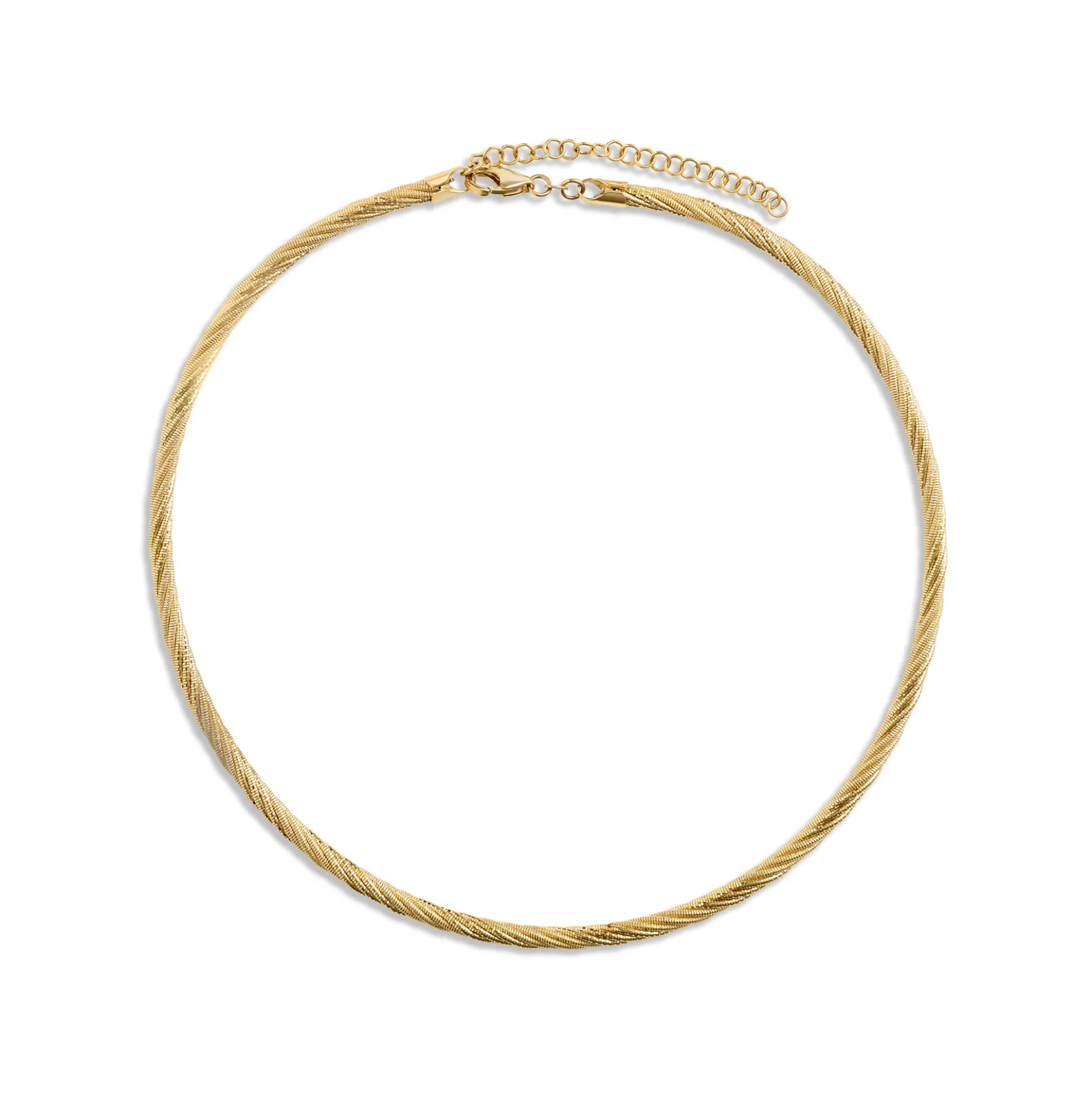 Toscano 16 Inch Seven Wire Omega Necklace, 14K Yellow Gold