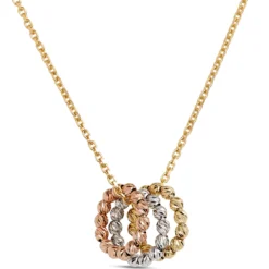 Toscano 18-Inch Tri-Color Ring Pendant Necklace, 14K Gold