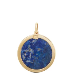 Toscano Lapis Compass Pendant in 14K Yellow Gold