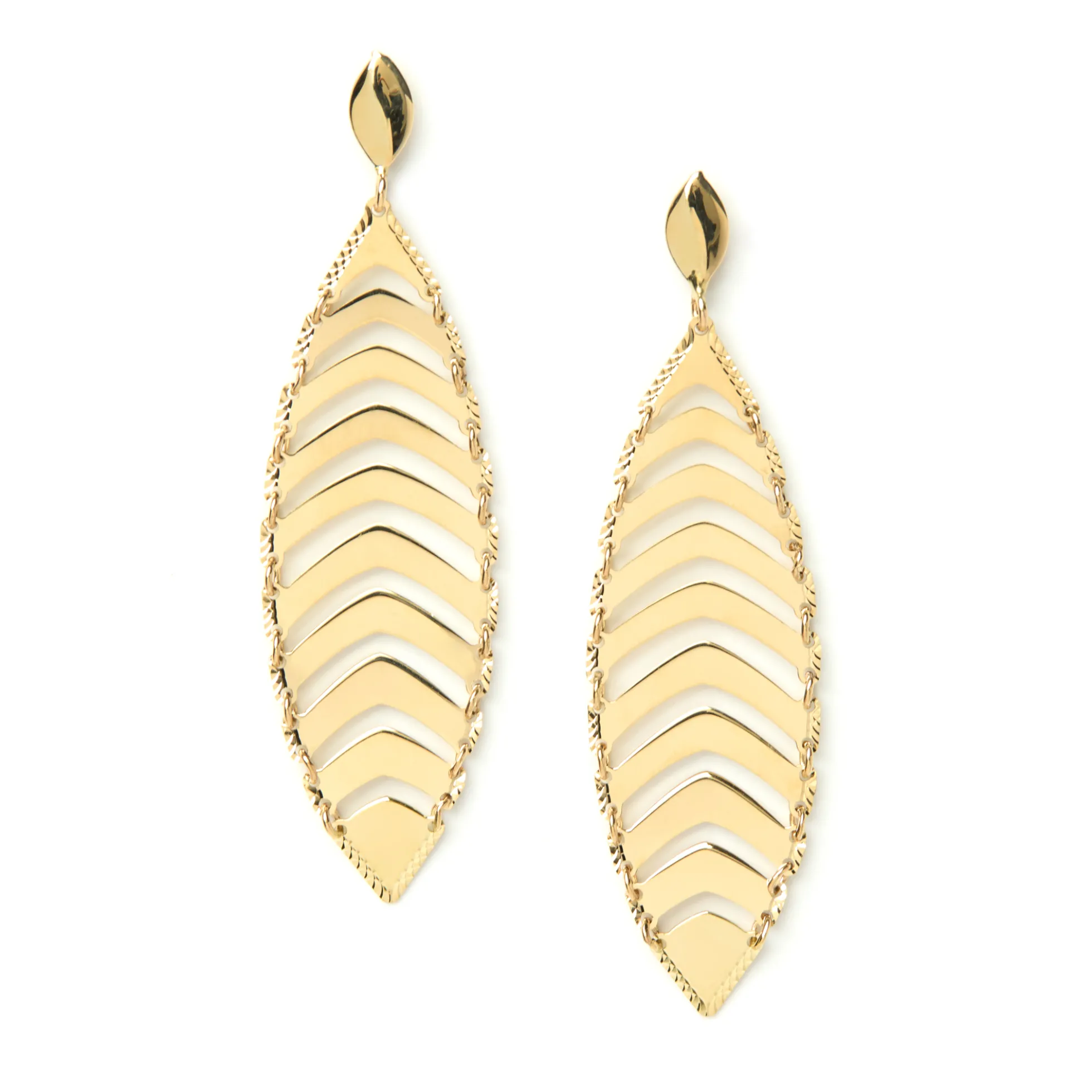 Toscano Marquise Shaped Drop Earrings, 14K Yellow Gold