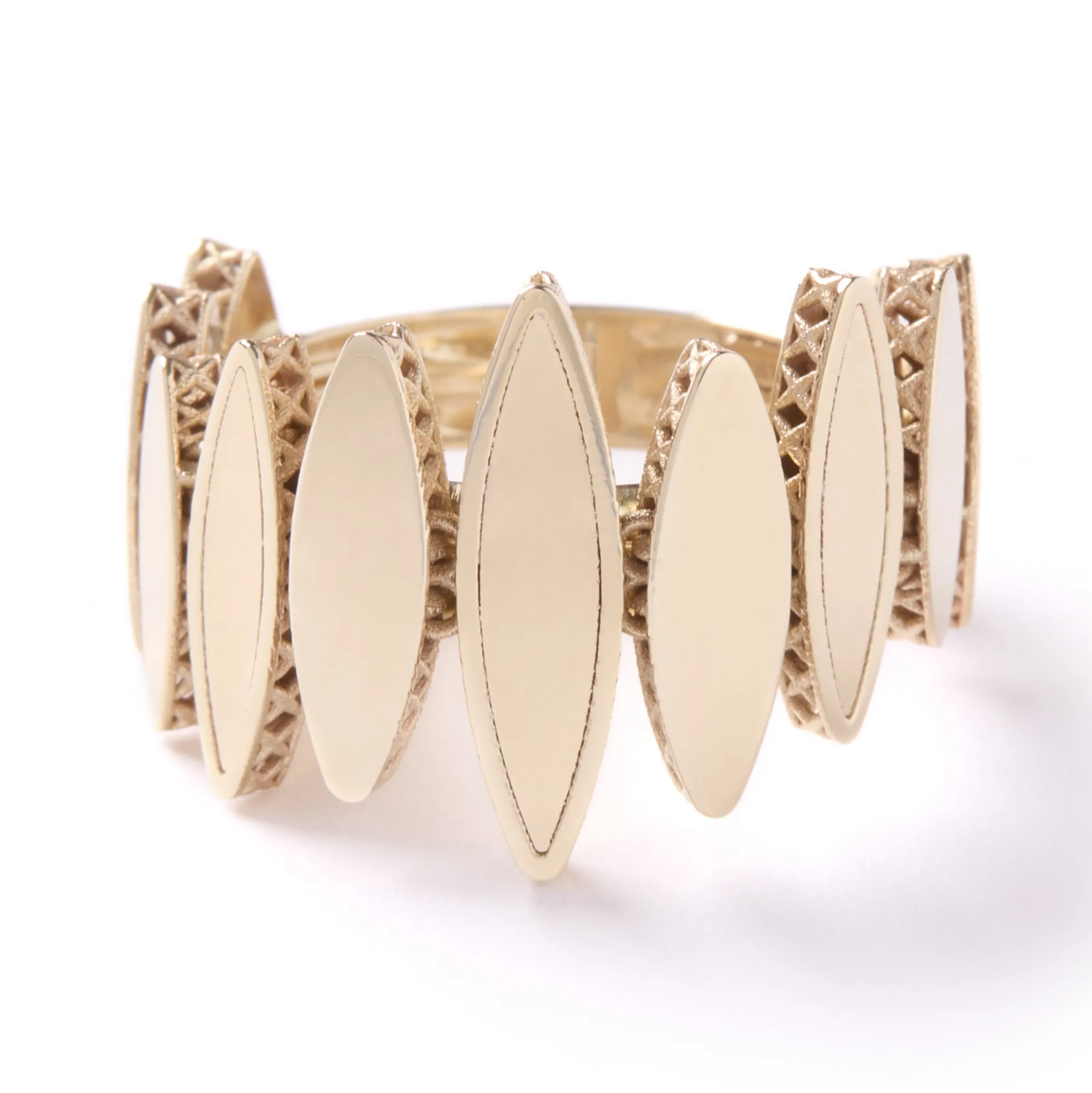 Toscano Marquise Shaped Station Ring, 14K Yellow Gold Size 7