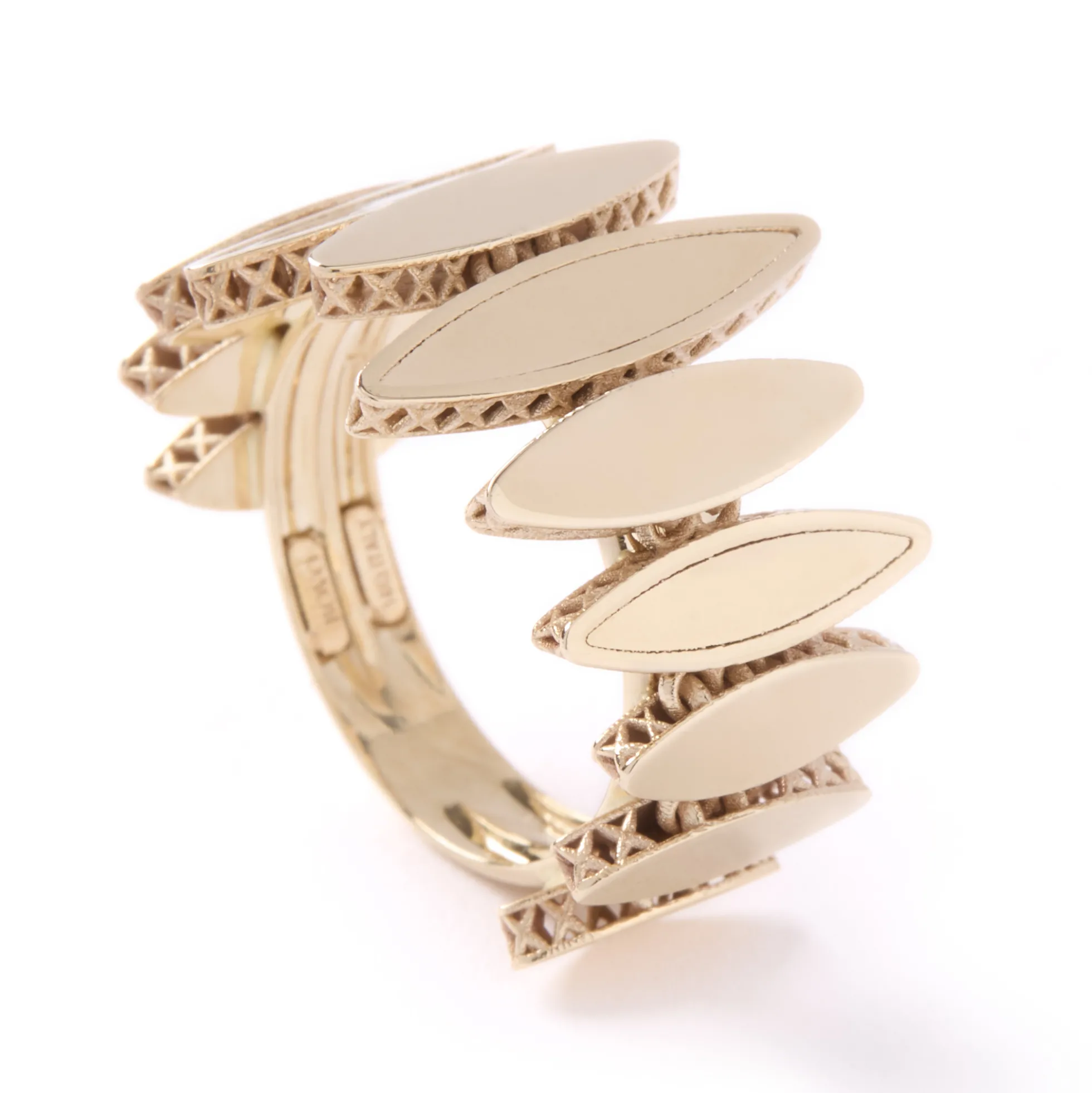 Toscano Marquise Shaped Station Ring, 14K Yellow Gold Size 7