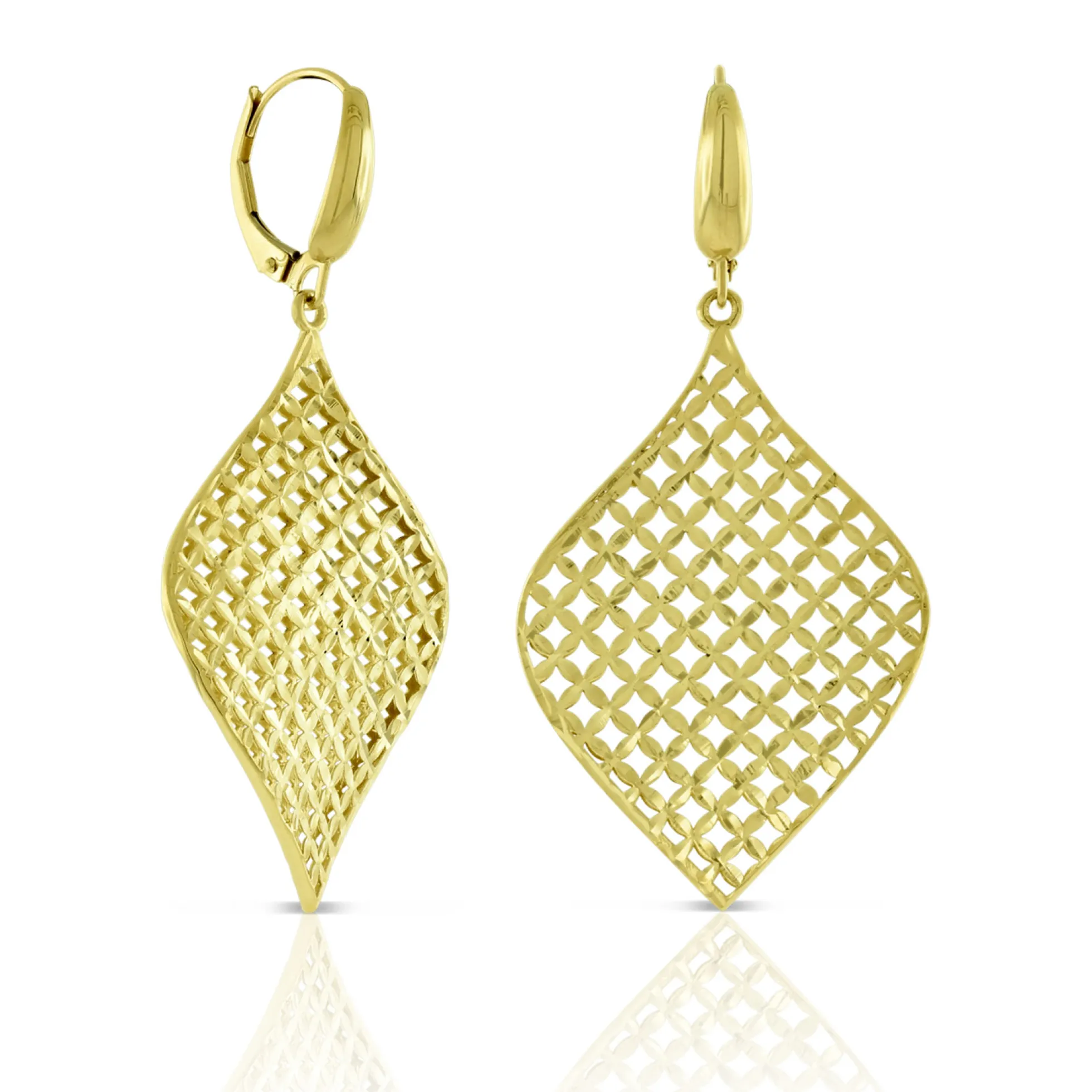 Toscano Mesh Fan Drop Earrings 14K