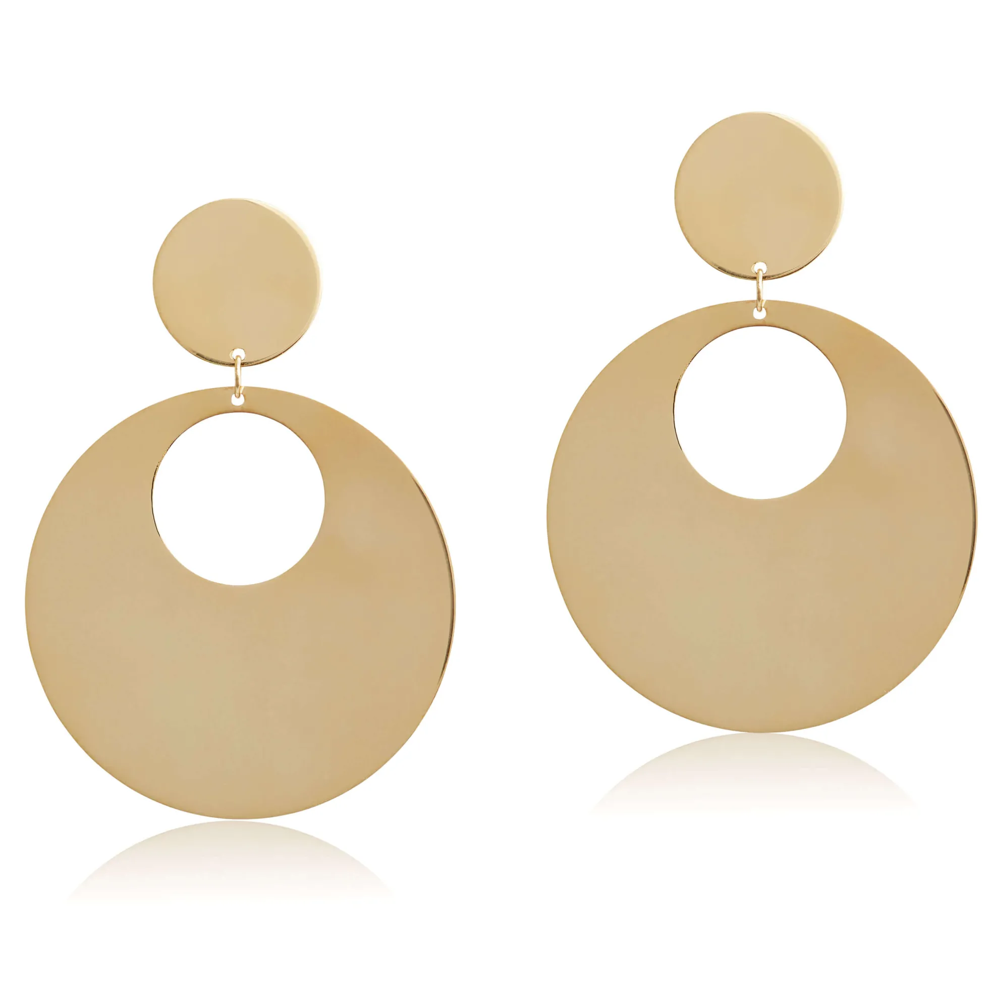 Toscano Mirrored Circle Door Knocker Earrings 14K