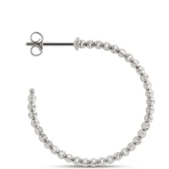 Toscano 25MM Beaded Hoop Earrings in 14K White Gold
