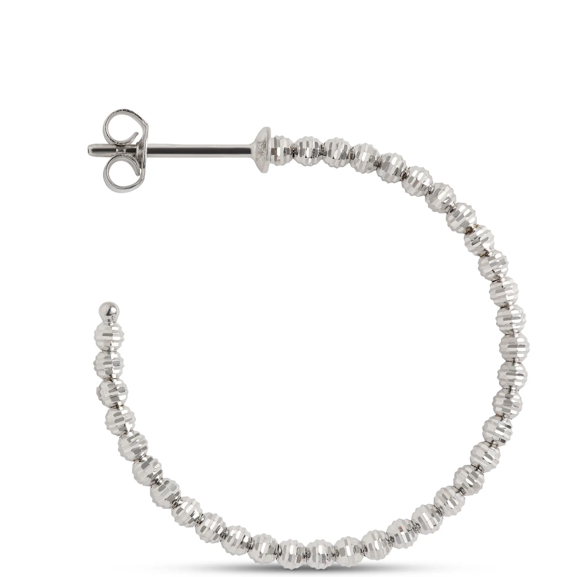 Toscano 25MM Beaded Hoop Earrings in 14K White Gold