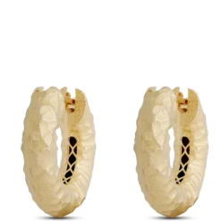 Toscano 18MM Hammered Hoop Earrings, 14K Yellow Gold
