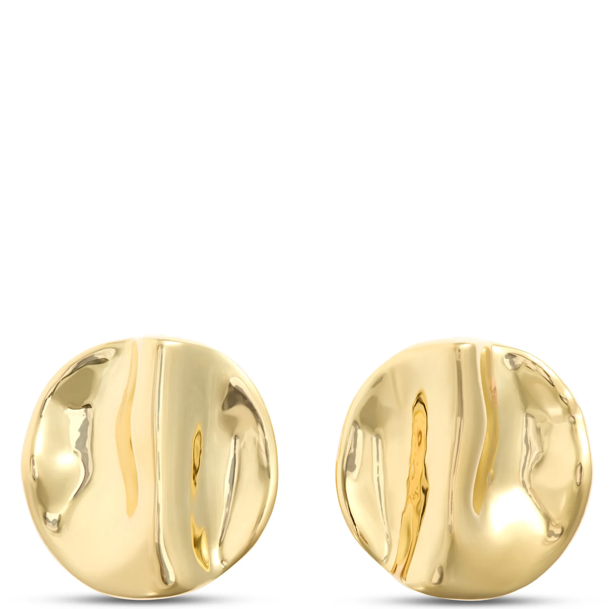 Toscano 20MM Rippled Button Stud Earrings, 14K Yellow Gold