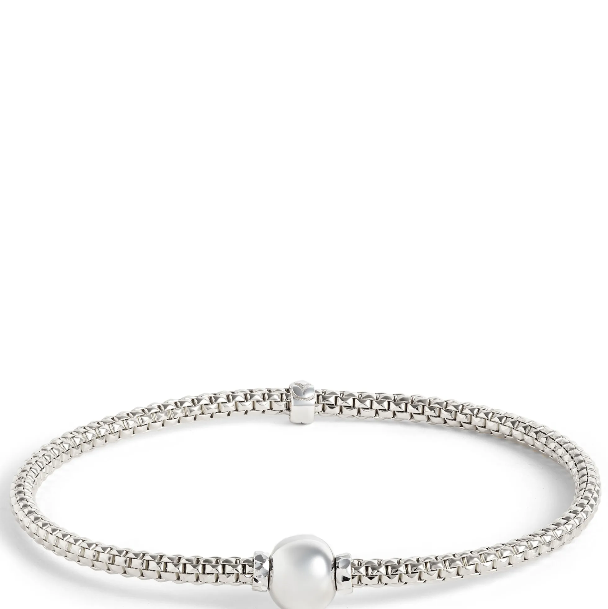 Toscano 3mm Stretchy Popcorn Bead Bracelet, 14K White Gold