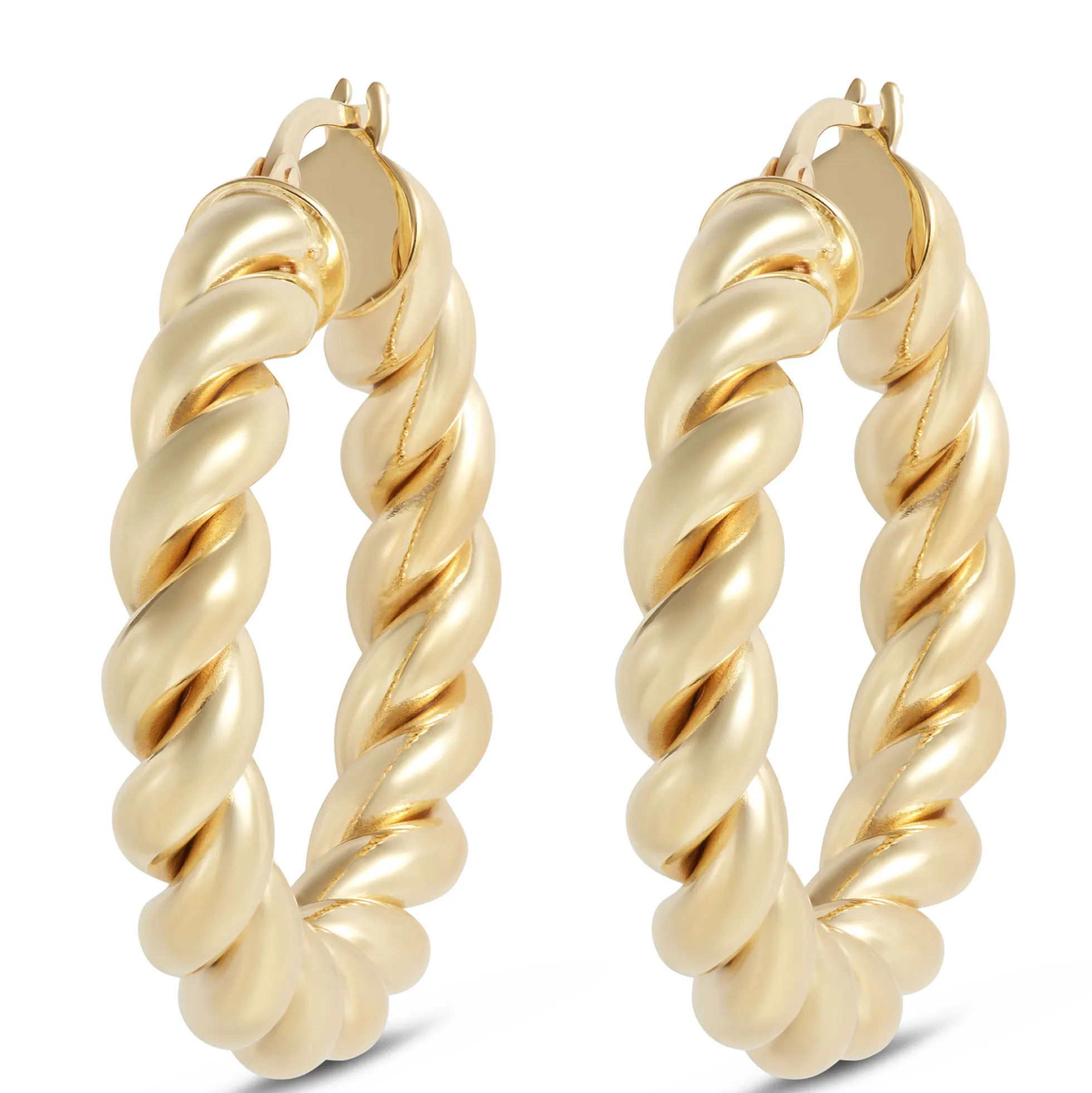 Toscano 30MM Twisted Hoop Earrings, 14K Yellow Gold