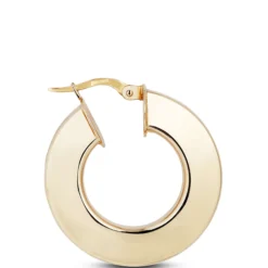 Toscano 6MM Wide Square Tube Hoop Earrings 14K
