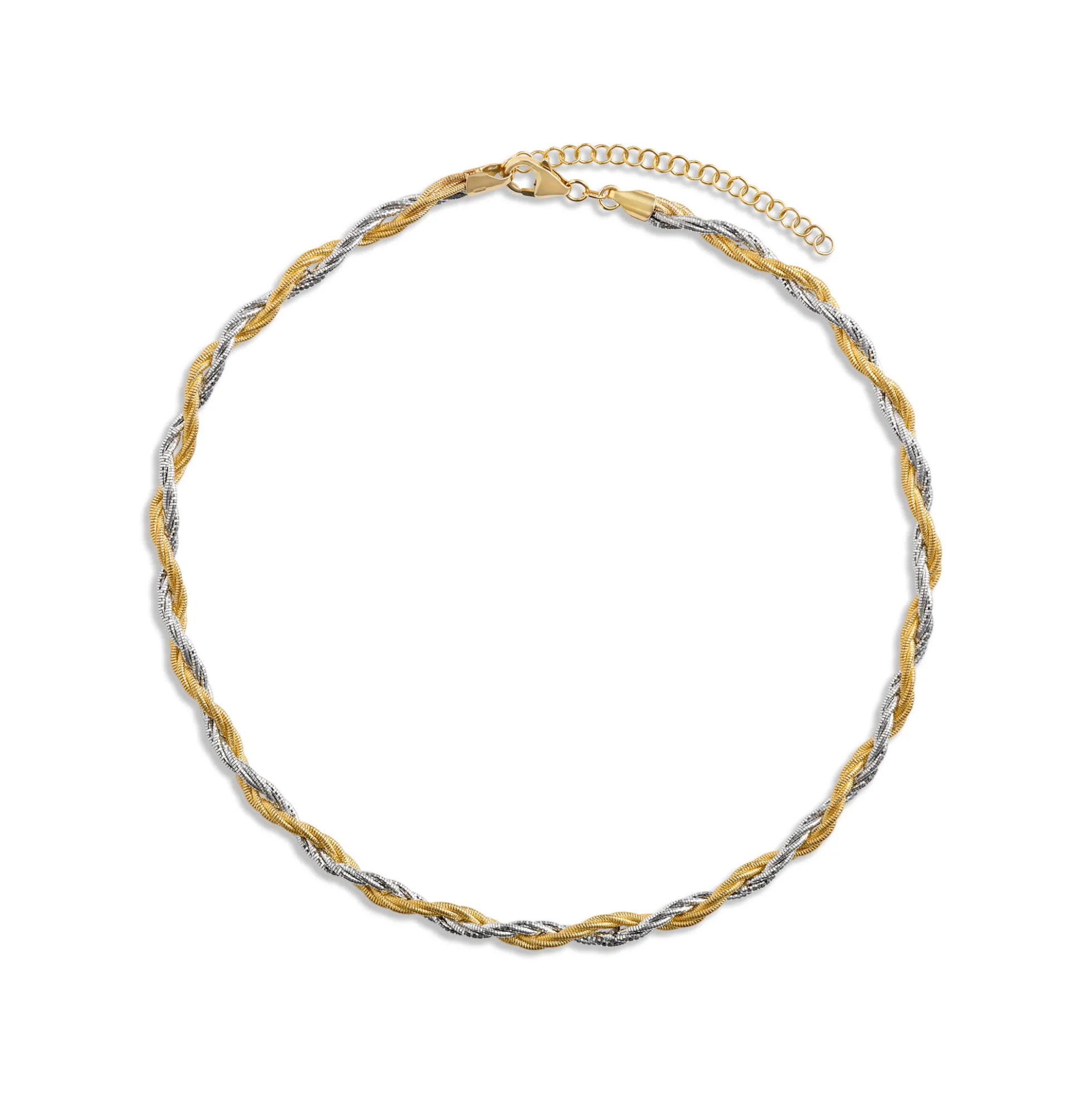 Toscano Omega Neck Necklace in 14K White and Yellow Gold