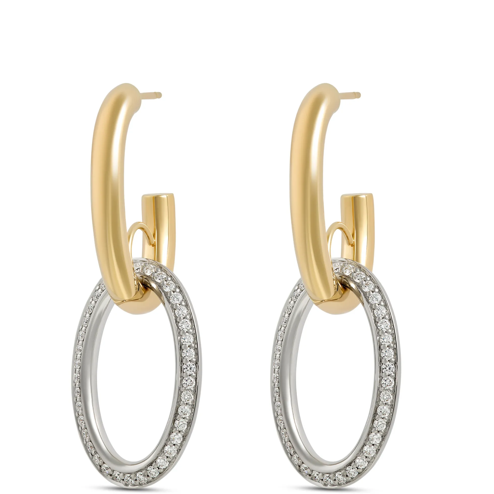 Toscano Oval Drop Diamond Earrings, 18K Yellow Gold