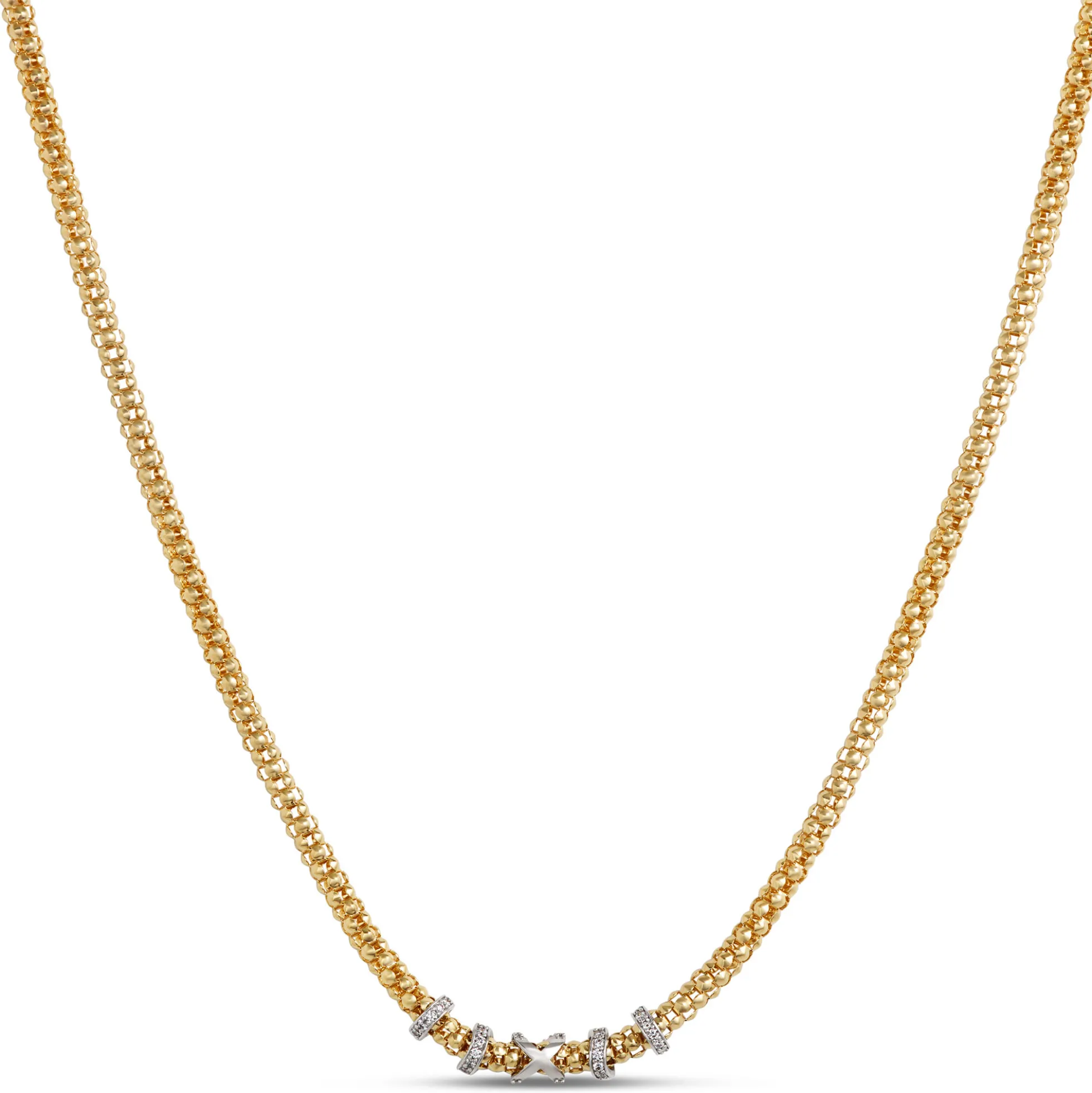 Toscano Popcorn Necklace, ½ Carat Total Weight, 18K Yellow Gold