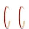 Toscano Red Enamel Hoop Earrings, 14k Yellow Gold