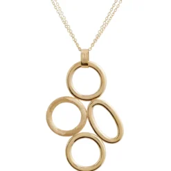 Toscano Round and Oval Open Ring Necklace, 14K Yellow Gold