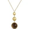 Toscano Round Bezel Set Smoky Quartz Necklace, 14K Yellow Gold