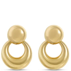 Toscano Round Doorknocker Earrings, 14K Yellow Gold