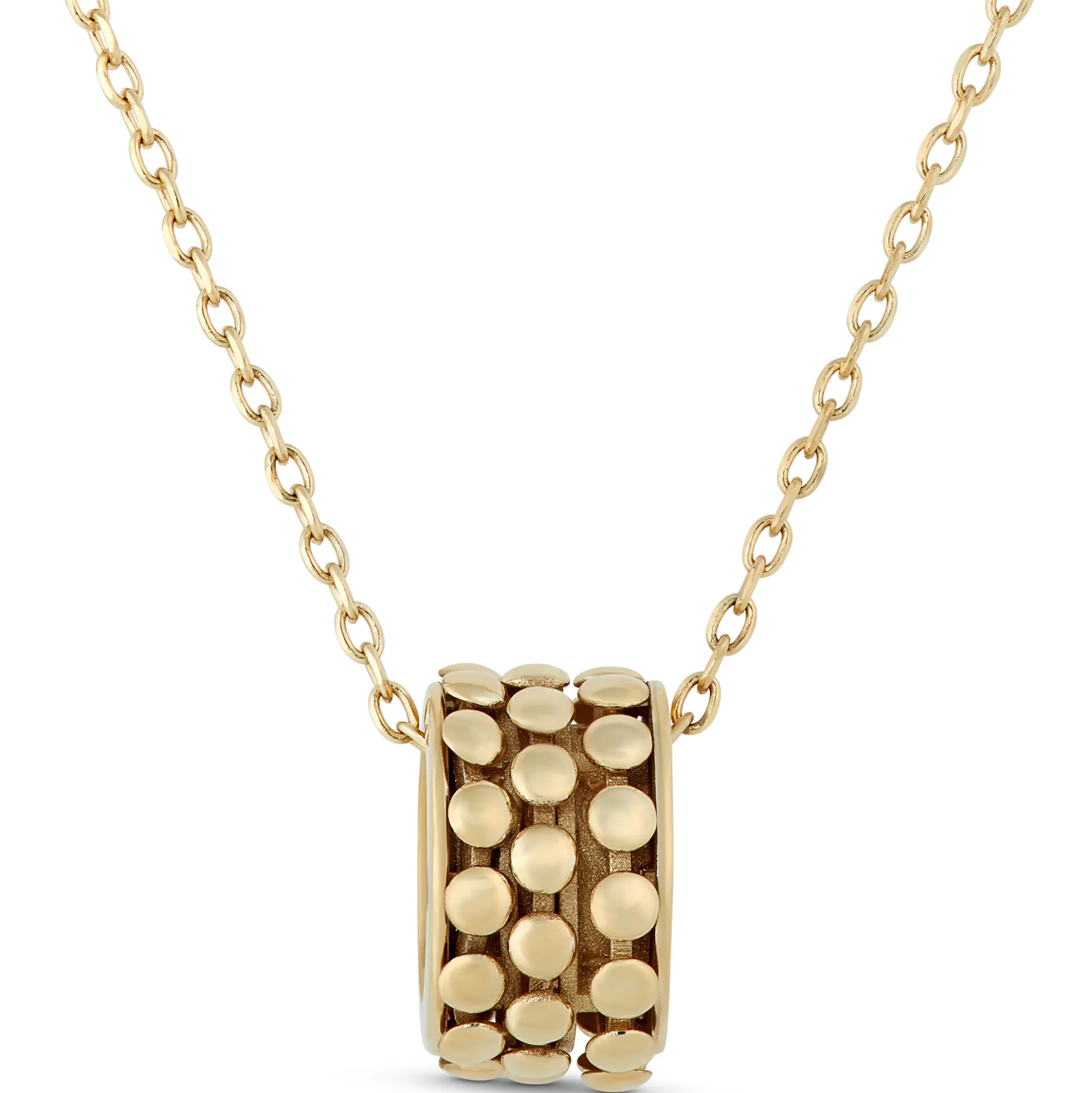 Toscano 3 Row Beaded Sliding Ring Necklace, 14K Yellow Gold