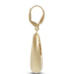 Toscano Satin Oval Drop Earrings, 14K Yellow Gold