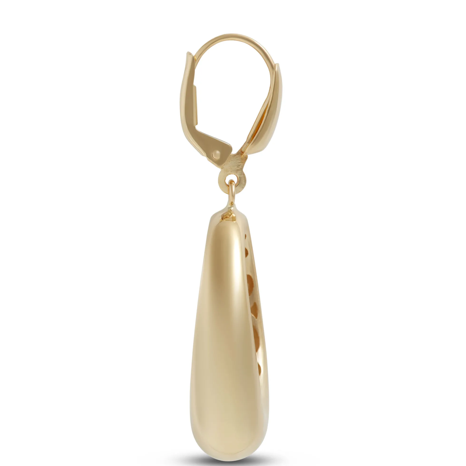 Toscano Satin Oval Drop Earrings, 14K Yellow Gold