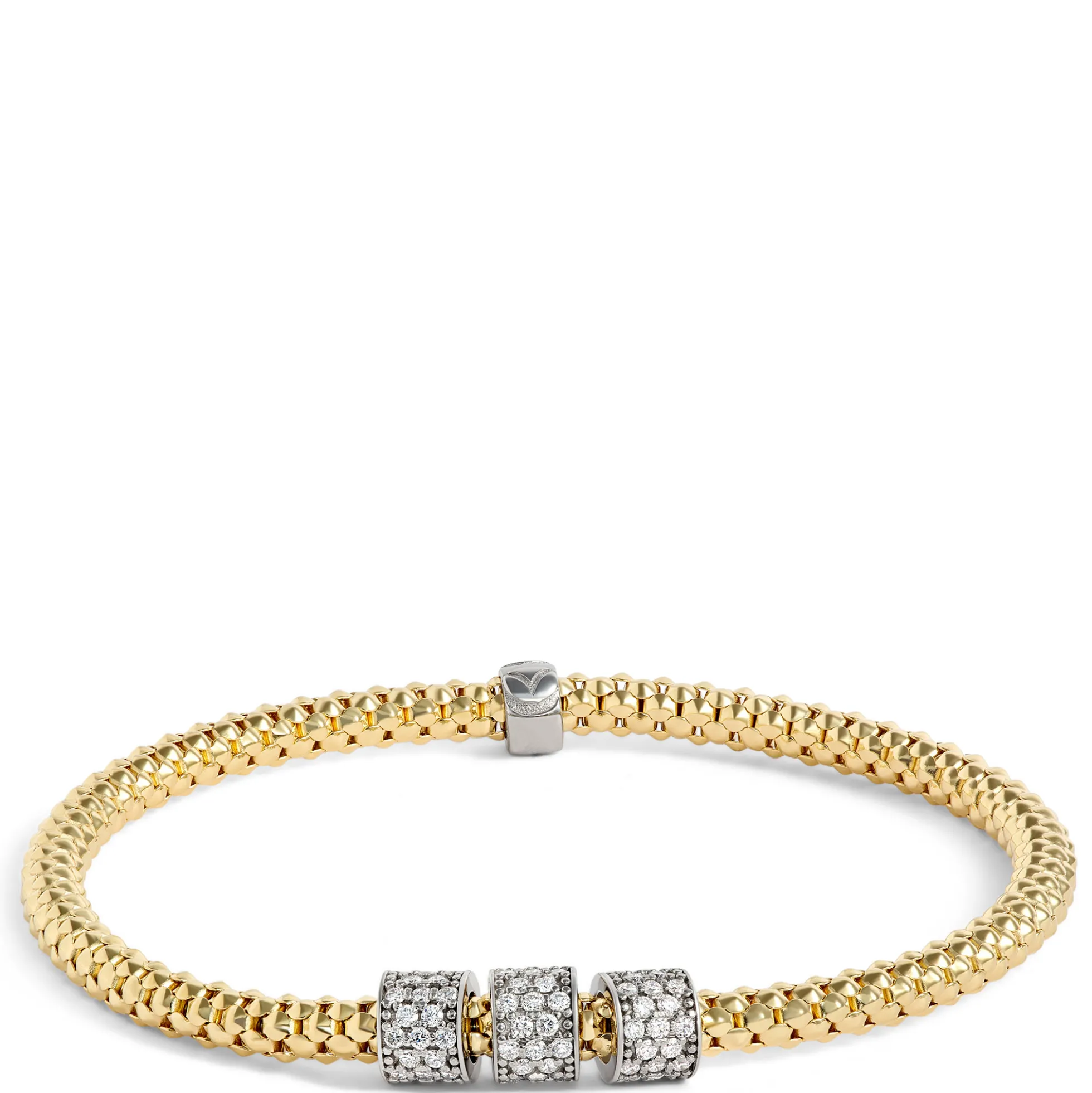 Toscano Stretchy Bracelet with Diamonds, 18K Yellow Gold