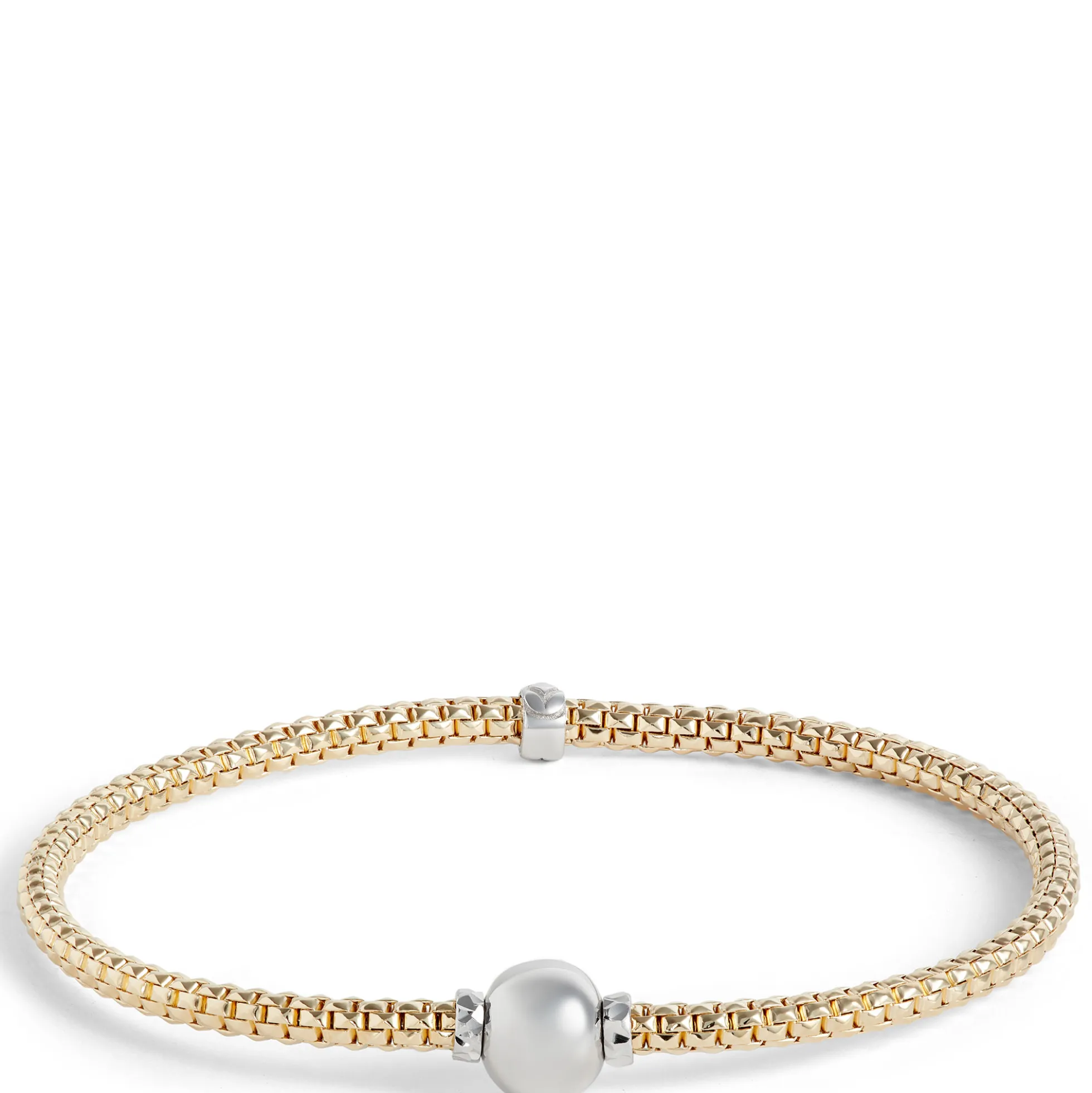 Toscano Stretchy Two-Tone Popcorn Link Bracelet, 14K Yellow Gold