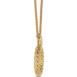 Toscano Textured Oval Drop Pendant, 14K Yellow Gold