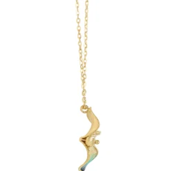 Toscano Three-Petal Floral Enamel Necklace, 14K Yellow Gold