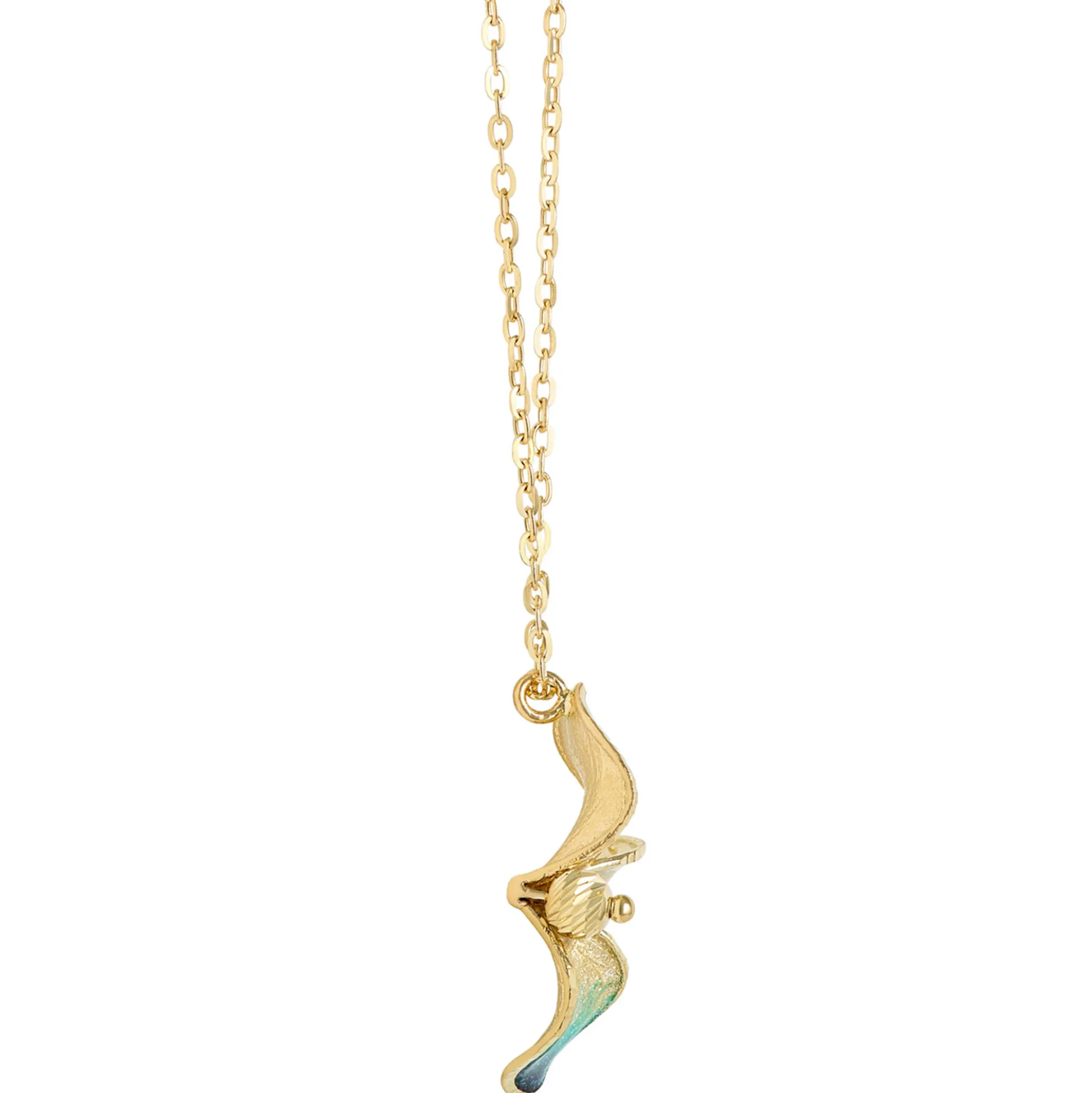 Toscano Three-Petal Floral Enamel Necklace, 14K Yellow Gold