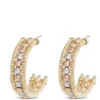 Toscano Tricolor Beaded half-Hoop Earrings, 14K Gold