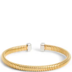 Toscano Tubogas Bangle with Diamond Tips, 18K Yellow Gold
