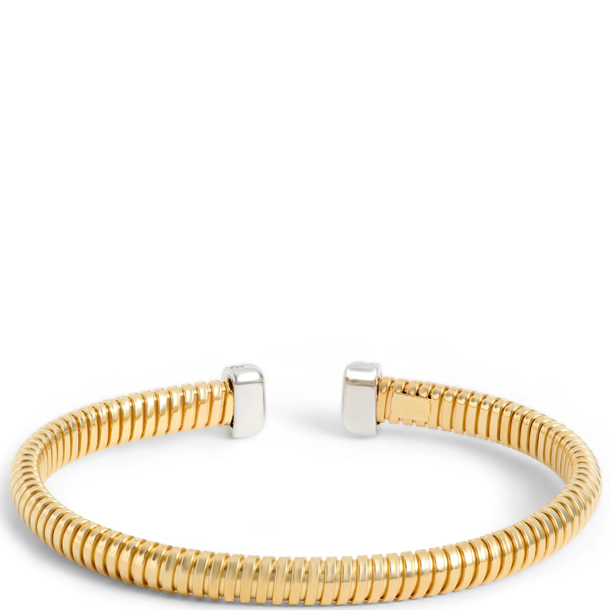 Toscano Tubogas Bangle with Diamond Tips, 18K Yellow Gold