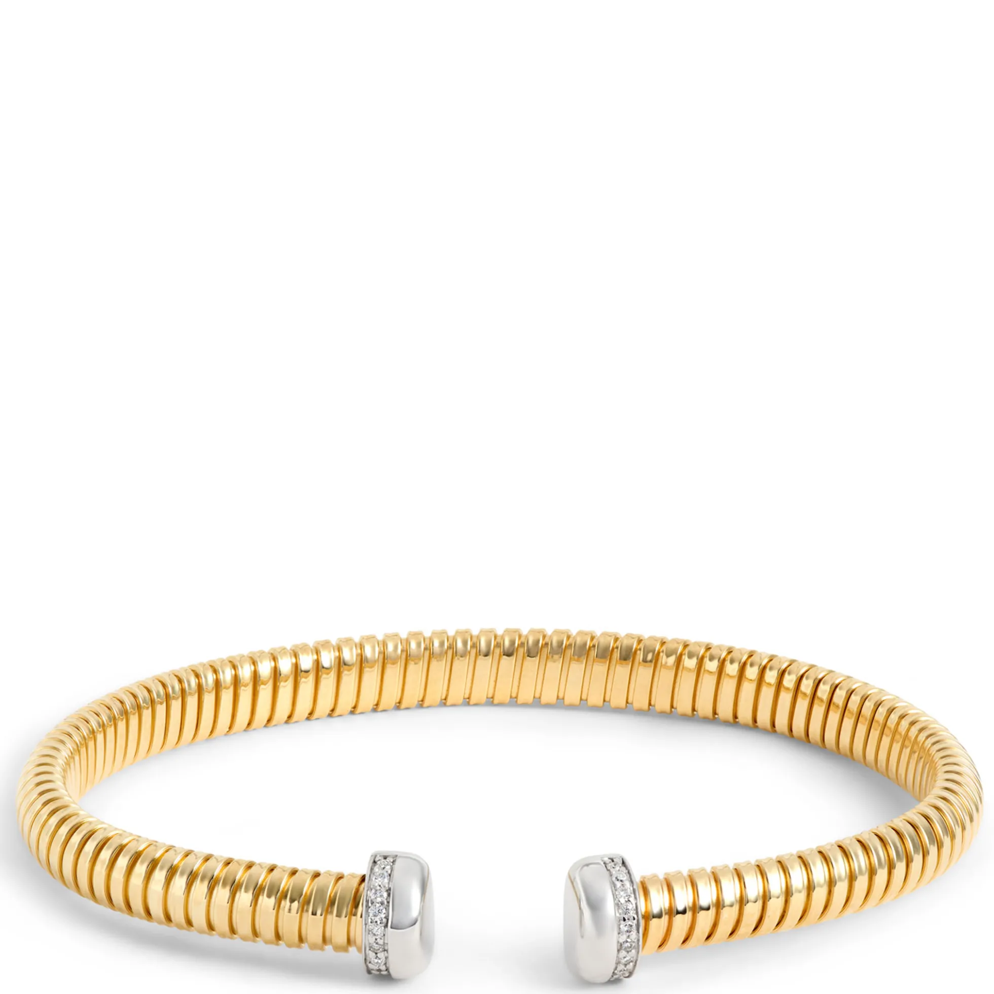 Toscano Tubogas Bangle with Diamond Tips, 18K Yellow Gold