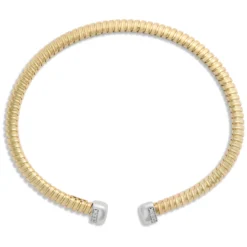 Toscano Tubogas Bangle with Diamond Tips, 18K Yellow Gold