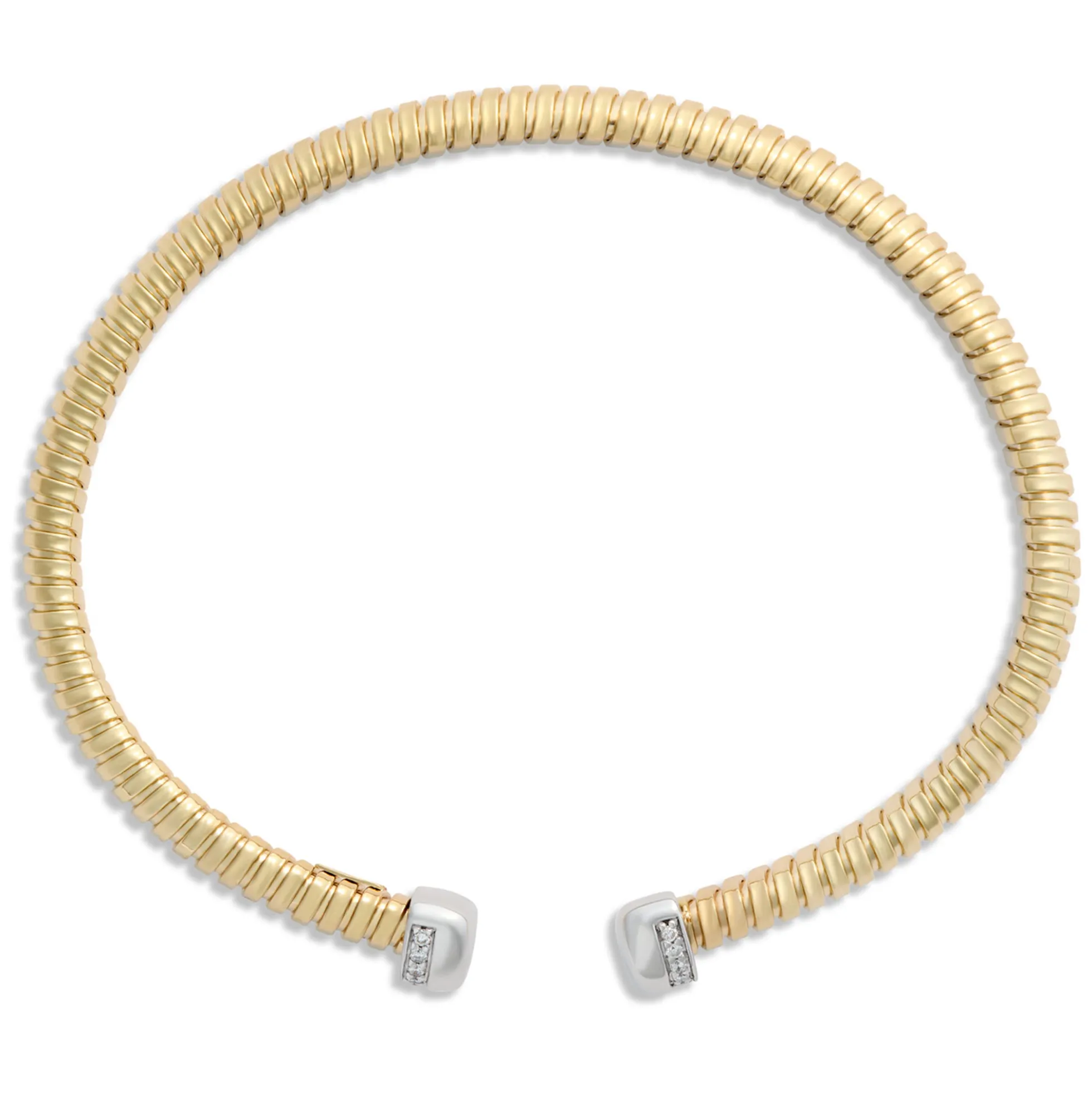 Toscano Tubogas Bangle with Diamond Tips, 18K Yellow Gold