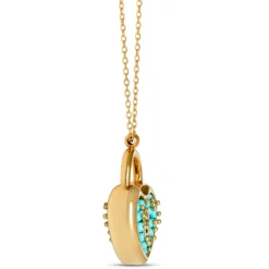 Toscano Turquoise Bead Padlock Pendant Necklace, 14K Yellow Gold