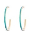 Toscano Turquoise Enamel Hoop Earrings, 14k Yellow Gold